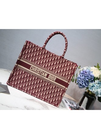 DIOR BOOK TOTE QBLIQUE BURGUNDY LARGE